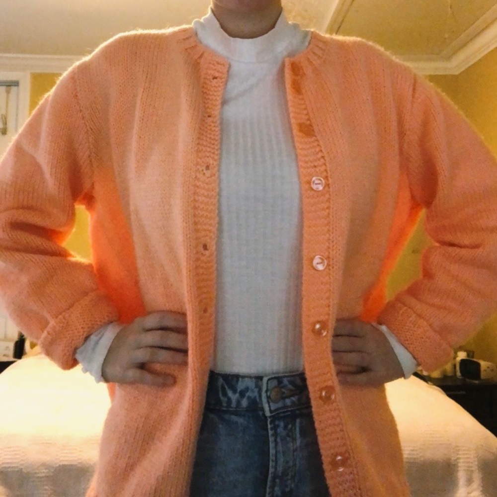 Peach cardigan sweater